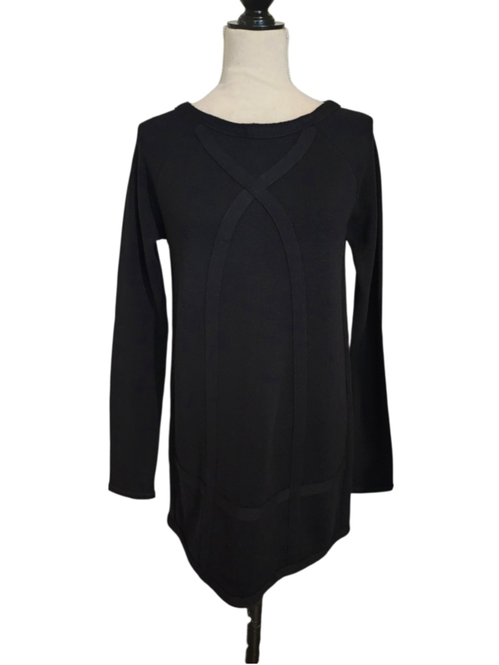BCBGMAXAZRIA Black 100% Merino Wool Sweater Dress Tunic Knit Long Sleeve S